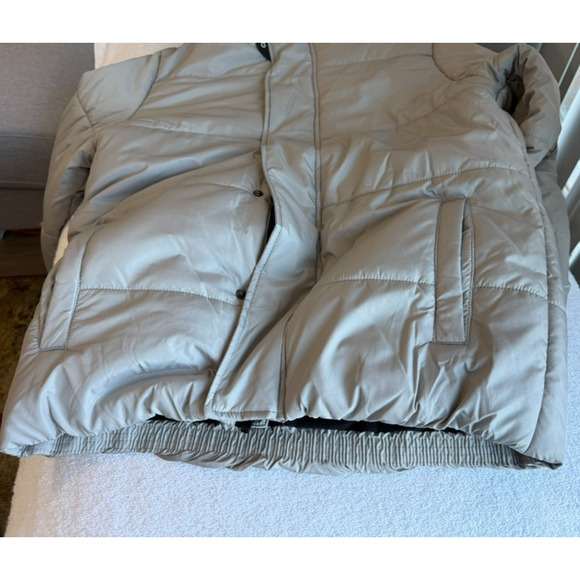 NWT Calvin Klein Jean Gray Puffer Zip Hoodie fleece lined Jacket large L-14/16 - Picture 7 of 12